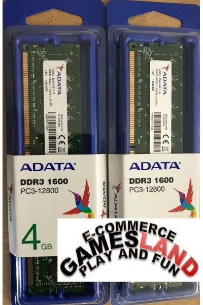 ADATA RAM DESKTOP DDR3 1600 MHZ 4GB PC3 12800 U-DIMM CL 11 AD3U1600W4G11-S NUOVO