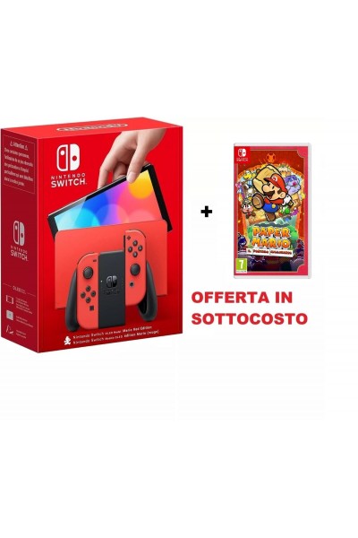 CONSOLE NINTENDO SWITCH OLED RED SPECIALE MARIO ED. + PAPER MARIO IL PORTALE MIL