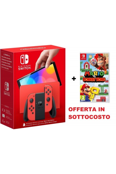 CONSOLE NINTENDO SWITCH OLED ROSSA SPECIALE MARIO EDITION + MARIO VS DONKEY KONG