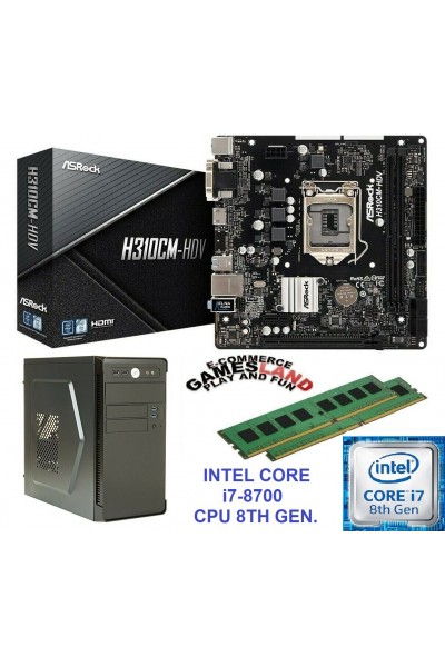 KIT PC SEMI-ASSEMBLATO: CASE + i7-8700 + MAINBOARD ASROCK H310CM-HDV + 16GB DDR4