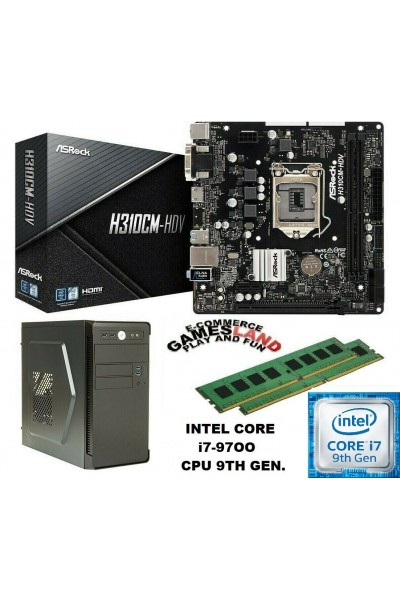 KIT PC SEMI-ASSEMBLATO: CASE + i7-9700 + MAINBOARD ASROCK H310CM-HDV + 16GB DDR4