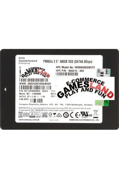 SAMSUNG PM863A SSD ENTERPRISE 480 GB 2,5 SATA MZ7LM480HMHQ-000H3 NUOVO GARANZIA