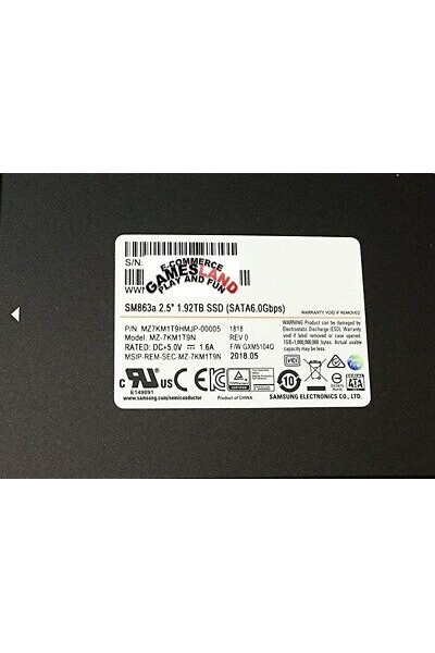 SAMSUNG SM863A SSD ENTERPRISE 1.92TB 2,5 SATA MZ7KM1T9HMJP-000H3 NUOVO GARANZIA