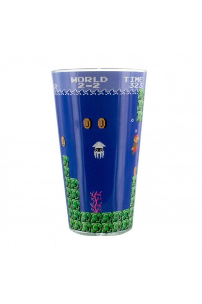  SUPER MARIO BROS BICCHIERE VETRO GLASS UFFICIALE NUOVO ORIGINALE