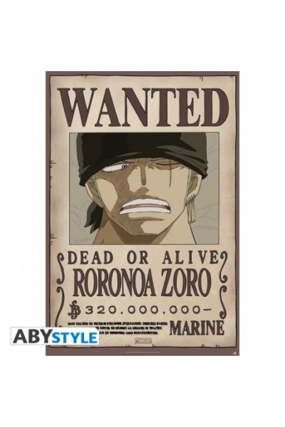 ONE PIECE - Poster ""Wanted Zoro new"" (dimensioni 91.5 x 61 cm)Prodotto Originale su licenza ufficiale